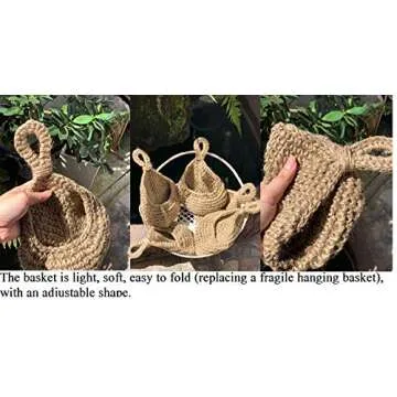 LD FRIENDLY STRANGERS Jute Hanging Basket Wall planters-Small for Plants Succulent Wall Decor,Teardrop Hanging Herb Pot Holder 3 inch Outside Diameter for in/Outdoor Fence Planter