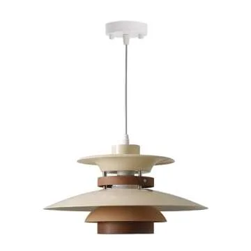 EFINEHOME Modern Decor Adjustable Pendant Lamp Kitchen Island, Aluminum and Wood Finish,1-Light E26 ...
