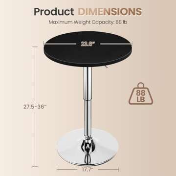 Yaheetech Adjustable Height Round Bar Table for All Occasions