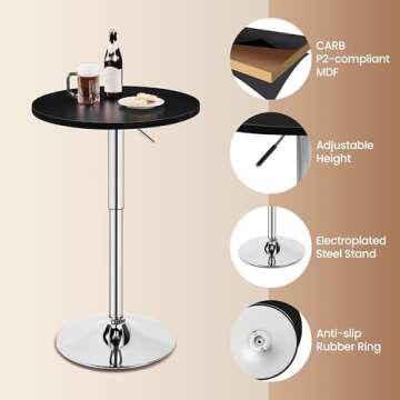 Yaheetech Adjustable Height Round Bar Table for All Occasions