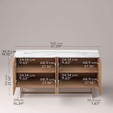 roomfitters Mid Century Modern TV Stand for TVs up to 65", Herringbone Sideboard Buffet Cabinet Cred...