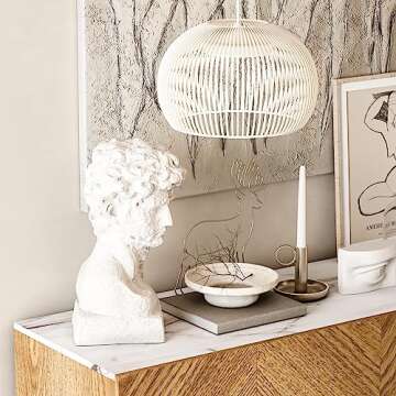 roomfitters Mid Century Modern TV Stand for TVs up to 65", Herringbone Sideboard Buffet Cabinet Credenza, Marble Top Media Console, Boho Entertainment Center for Living Room, Entryway (Oak Wood)