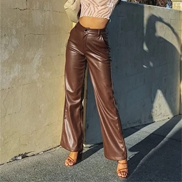 Stylish Faux Leather High Waist Pants for Women