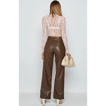 Stylish Faux Leather High Waist Pants for Women