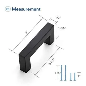 Ravinte 5 Pack Squre Cabinet Pulls 2-1/2 Inch Black Kitchen Cabinet Handles Matte Black Kitchen Hardware for Cabinet Black Drawer Pulls Black Square Cabinet Pulls Drawer Handles Come with Screwdriver