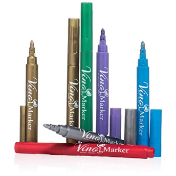 Vino Marker Wine Glass Pens Washable Drink Markers - Perfect For Holiday Parties, Home Bar Accessori...