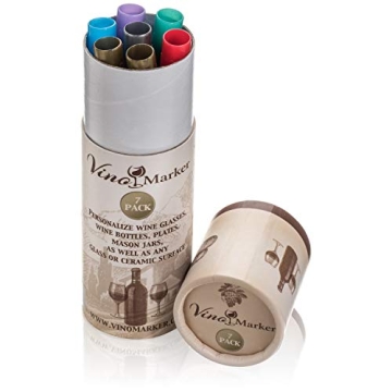 Vino Marker Wine Glass Pens Washable Drink Markers - Perfect For Holiday Parties, Home Bar Accessories, Bachelorette Party Favors, Wine Tasting Decorations or Any Event (7 Pack)