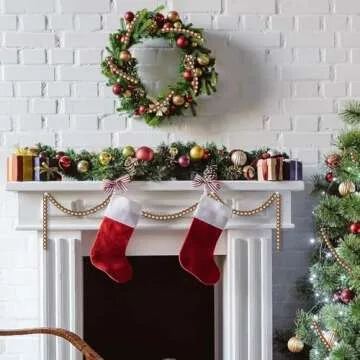 12 Feet Christmas Wooden Bead Garland for Holiday Decor