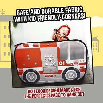 Pop Up Fire Truck – Indoor Playhouse for Kids | Red Engine Toy Gift for Boys and Girls – Sunny Days Entertainment, Multi