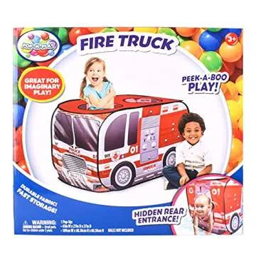 Pop Up Fire Truck – Indoor Playhouse for Kids | Red Engine Toy Gift for Boys and Girls – Sunny Days Entertainment, Multi