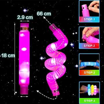 Jishi Light Up Pop Tubes 8-Pack LED Glow Sticks Bulk Christmas Glow in The Dark Party Favors Supplie...