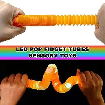 Jishi Light Up Pop Tubes 8-Pack LED Glow Sticks Bulk Christmas Glow in The Dark Party Favors Supplies, Kids Christmas Birthday Party Decorations, Sensory Light Up Fidget Tubes Toys for Kids Boys Girls