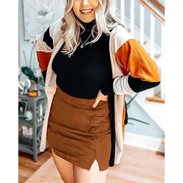 MANGOPOP Mini High Waist Faux Suede Skirt for Women