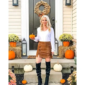 MANGOPOP Mini High Waist Faux Suede Skirt for Women