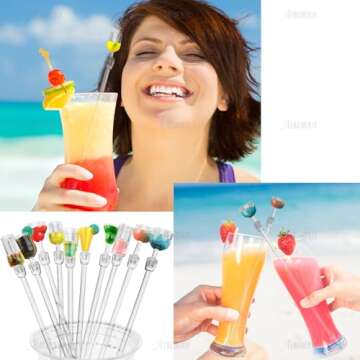 AUEAR Colorful Acrylic Cocktail Swizzle Sticks - 10 Pack