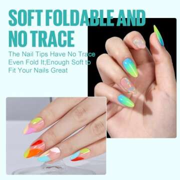 TOMICCA Almond Nail Tips - 504Pcs for Nail Art