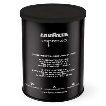 Lavazza Espresso Ground Coffee, Medium Roast, 100% Arabica, 8 oz Tin (Pack of 6)