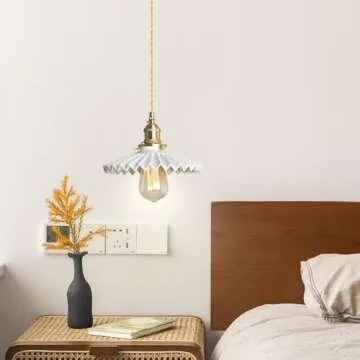 Stylish OIUSQBH White Ceramic Pendant Light Fixture