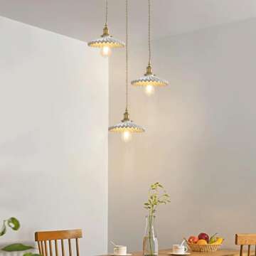 Stylish OIUSQBH White Ceramic Pendant Light Fixture