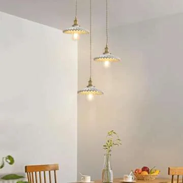Stylish OIUSQBH White Ceramic Pendant Light Fixture