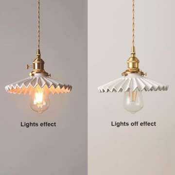 Stylish OIUSQBH White Ceramic Pendant Light Fixture