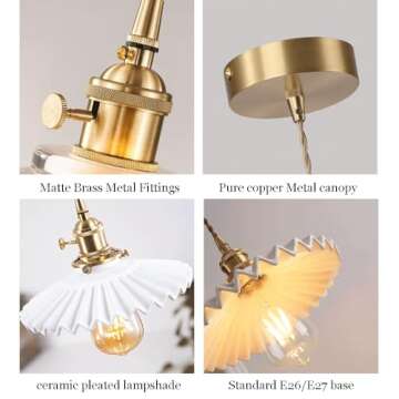 Stylish OIUSQBH White Ceramic Pendant Light Fixture