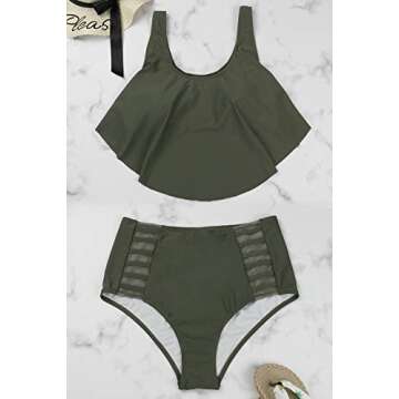 Sovoyontee Women High Waisted Plus Size Bathing Suit Army Green 4XLarge 20