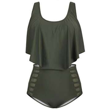 Sovoyontee Women High Waisted Plus Size Bathing Suit Army Green 4XLarge 20