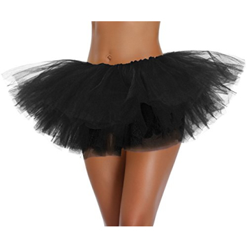 Women's Elastic 3-5 Layered Tulle Tutu Skirt - One Size, Black