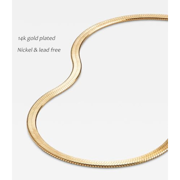 NUZON 18K Gold Plated Herringbone Choker Necklace for Women