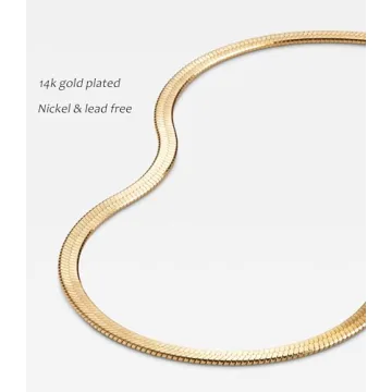 NUZON 18K Gold Plated Herringbone Choker Necklace for Women