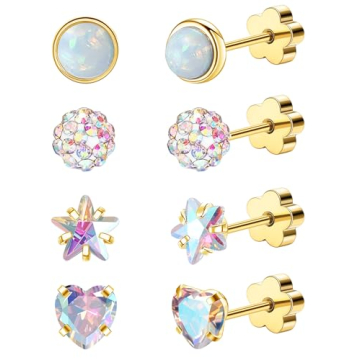 Enticera 4 Pairs Hypoallergenic Gold Earrings Set for Sensitive Skin