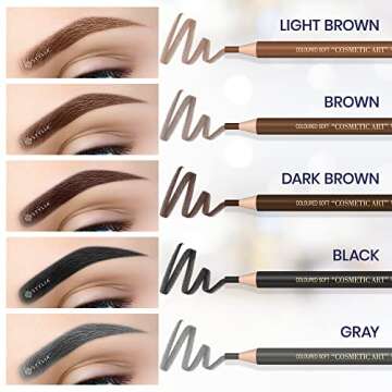 Stylia Waterproof Eyebrow Pencils For Women – Long-Lasting Microblading Supplies Brow Pencil, Perfect for Eyebrow Shaper, Filling & Defining Natural-Looking Brow - (12PC Brown)