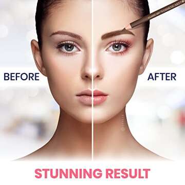 Stylia Waterproof Eyebrow Pencils For Women – Long-Lasting Microblading Supplies Brow Pencil, Perfect for Eyebrow Shaper, Filling & Defining Natural-Looking Brow - (12PC Brown)