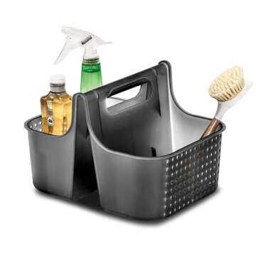 madesmart Large Soft Grip Tote, Under Sink Bathroom Storage, Multi-Purpose Home Organization, EPA Ce...