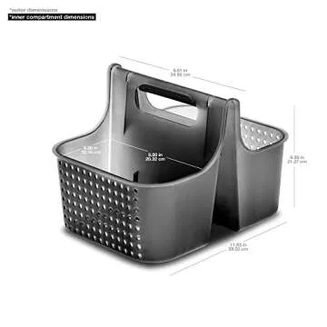 madesmart Large Soft Grip Tote, Under Sink Bathroom Storage, Multi-Purpose Home Organization, EPA Certified, Premium Antimicrobial Carbon