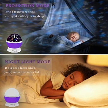 Purple Star Projector Night Light for Kids 3-10 Years