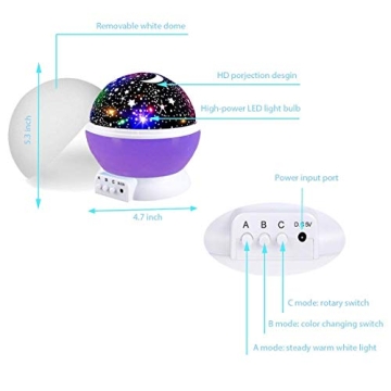 Purple Star Projector Night Light for Kids 3-10 Years