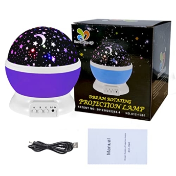 Purple Star Projector Night Light for Kids 3-10 Years