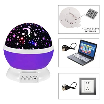 Purple Star Projector Night Light for Kids 3-10 Years