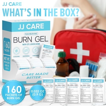 JJ CARE Burn Gel Pack of 160 for Quick Relief