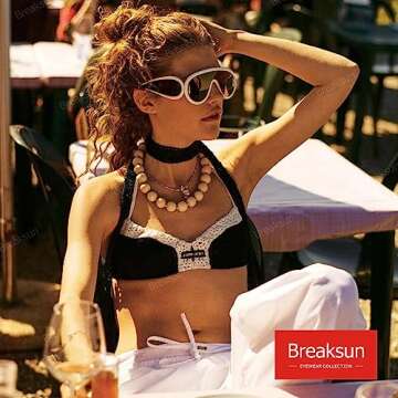 Breaksun Fashion Wave Mask Sunglasses for Women Men Oversized Silver Mirrored Futuristic Shield Sun ...