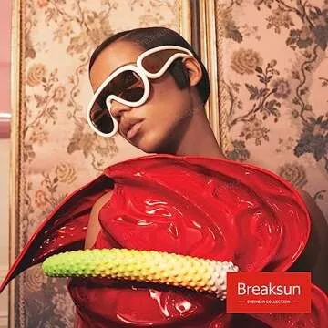 Breaksun Fashion Wave Mask Sunglasses for Women Men Oversized Silver Mirrored Futuristic Shield Sun Glasses Designer Style (White/Gold Mirror)