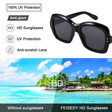 FEISEDY Women Oversized Polygon Vintage Sunglasses B2715