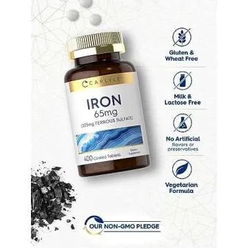 Carlyle Iron Ferrous Sulfate 65 mg - High Potency Supplement