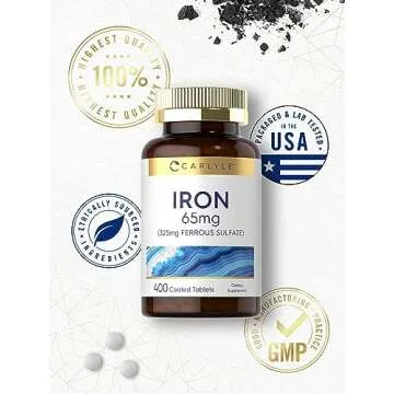 Carlyle Iron Ferrous Sulfate 65 mg - High Potency Supplement