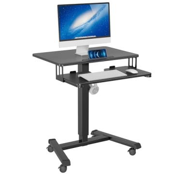 BONTEC Mobile Standing Desk with Keyboard Tray, Compact & Height Adjustable