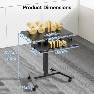 Height Adjustable Mobile Standing Desk with Keyboard Tray