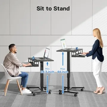 Height Adjustable Mobile Standing Desk with Keyboard Tray