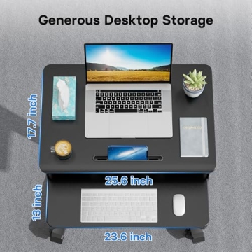 Height Adjustable Mobile Standing Desk with Keyboard Tray